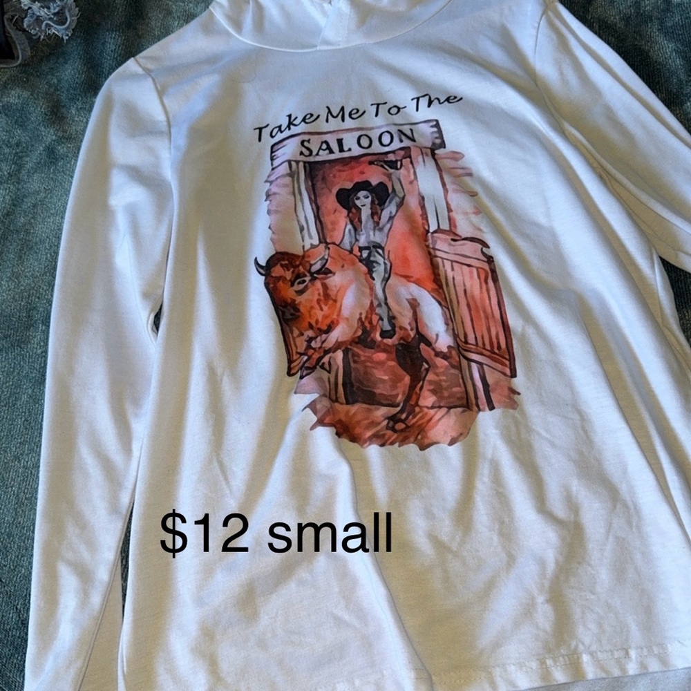 Saloon Graphic White Long Sleeve Top